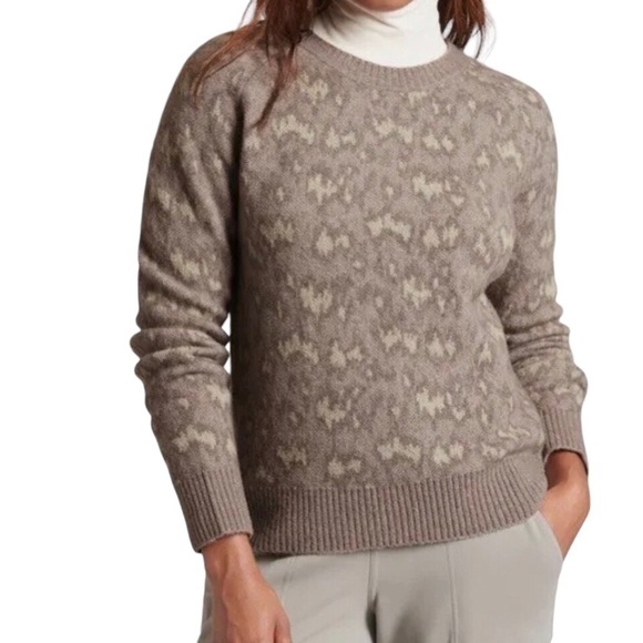 Athleta Merino Wool Crewneck Sweater Hawthorn Animal Print Size Small 982835 - Picture 1 of 7